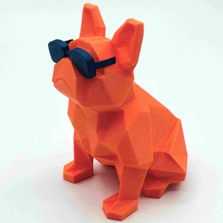 Figurine Opti'Dog | Bouledogue Français - Orange/Navy - Impression 3D