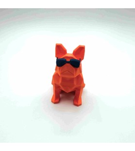 Figurine Opti'Dog | Bouledogue Français - Orange/Navy - Impression 3D