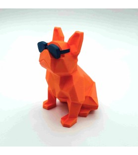 Figurine Opti'Dog | Bouledogue Français - Orange/Navy - Impression 3D