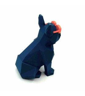 Figurine Opti'Dog | bouledogue français - Navy/Orange – Impression 3D