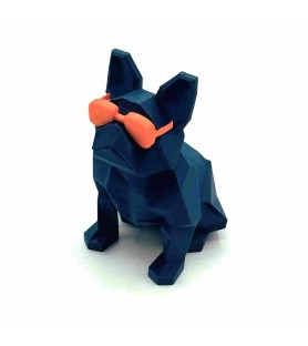 Figurine Opti'Dog | bouledogue français - Navy/Orange – Impression 3D