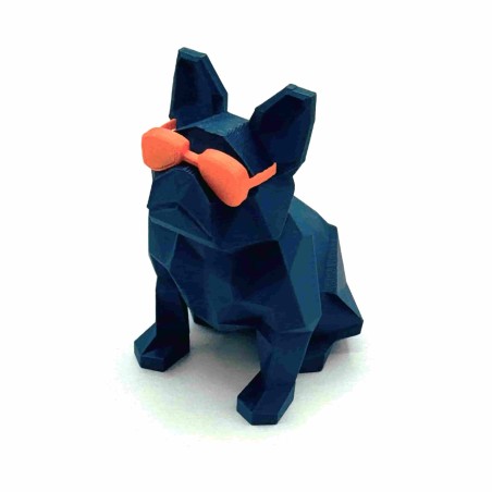 Figurine Opti'Dog | bouledogue français - Navy/Orange – Impression 3D
