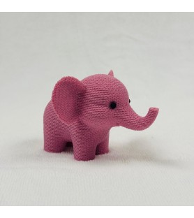 Figurine Eléphant Effet Tricoté - Rose - Impression 3D