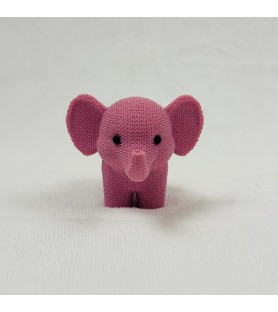 Figurine Eléphant Effet Tricoté - Rose - Impression 3D