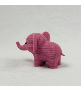 Figurine Eléphant Effet Tricoté - Rose - Impression 3D