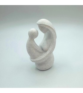 Sculpture mère/enfant - Blanc marbré
