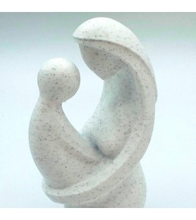 Sculpture mère/enfant - Blanc marbré