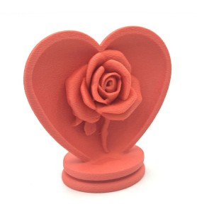 Une rose dans un coeur - Corail