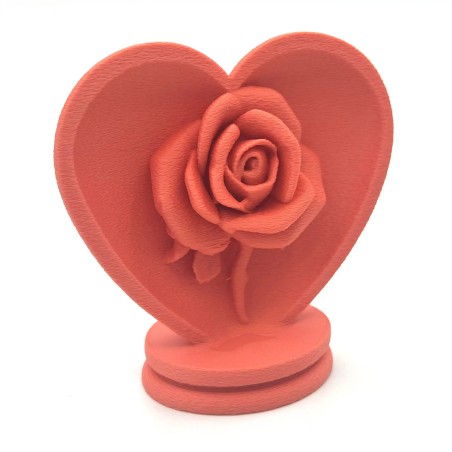 Une rose dans un coeur - Corail