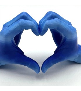 Les mains en cœur - Dégradé de bleu