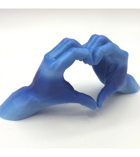Les mains en cœur - Dégradé de bleu
