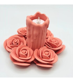Bougeoir parmi les roses - Pêche