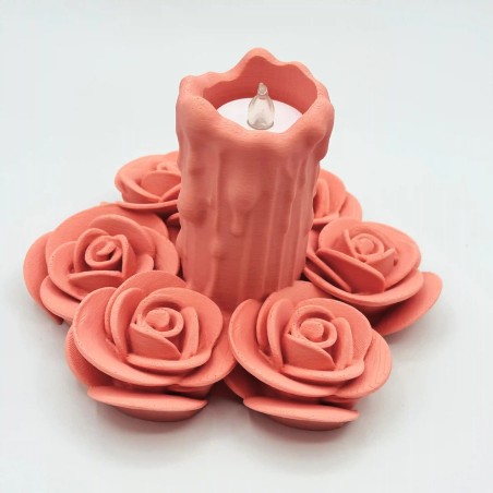 Bougeoir parmi les roses - Pêche
