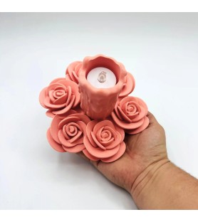Bougeoir parmi les roses - Pêche