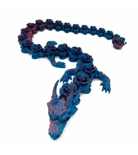 Dragon aux roses - Bleu/rouge