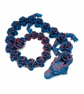 Dragon aux roses - Bleu/rouge