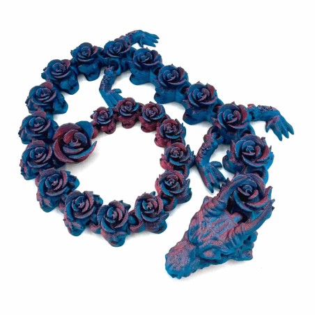 Dragon aux roses - Bleu/rouge