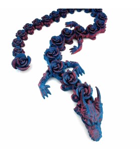 Dragon aux roses - Bleu/rouge