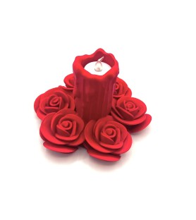 Bougeoir parmi les roses - Rouge