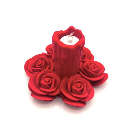 Bougeoir parmi les roses - Rouge