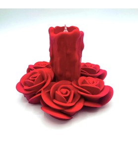 Bougeoir parmi les roses - Rouge