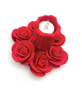 Bougeoir parmi les roses - Rouge