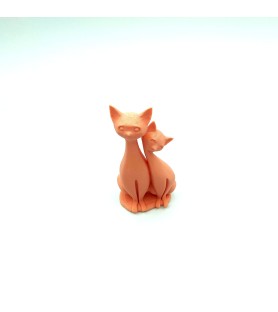 Couple de Chats Assis | Figurine 3D Déco Romantique - POMM créations