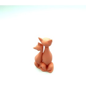 Couple de Chats Assis | Figurine 3D Déco Romantique - POMM créations