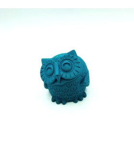 Chouette Souriante bleue | Figurine déco tricotée 3D – POMM créations