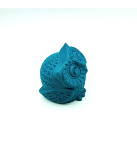 Chouette Souriante bleue | Figurine déco tricotée 3D – POMM créations