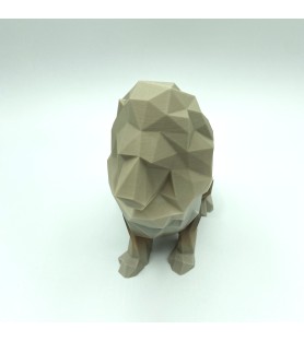 Tête Lion Origami beige M | Sculpture murale 3D design – POMM créations