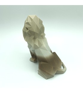 Tête Lion Origami beige M | Sculpture murale 3D design – POMM créations
