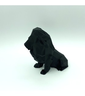 Tête Lion Origami noir M | Sculpture murale 3D design – POMM créations