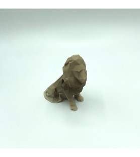 Tête Lion Origami beige S | Sculpture murale 3D design – POMM créations