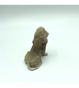 Tête Lion Origami beige S | Sculpture murale 3D design – POMM créations