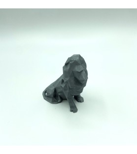 Tête Lion Origami noir S | Sculpture murale 3D design – POMM créations