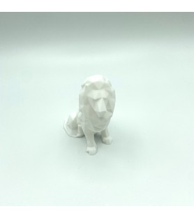 Tête Lion Origami blanc S| Sculpture murale 3D design – POMM créations