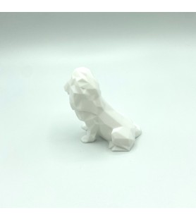 Tête Lion Origami blanc S| Sculpture murale 3D design – POMM créations