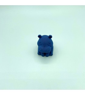 Hippo Tricots bleu | Figurine effet tricot 3D – POMM créations