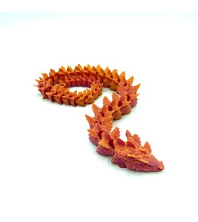 Ondrakil dragon-serpent | Orange rose – Figurine déco 3D – POMM créations