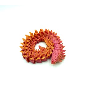 Ondrakil dragon-serpent | Orange rose – Figurine déco 3D – POMM créations