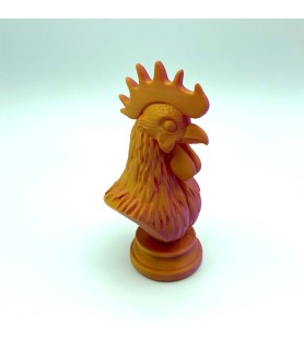 Coq orangé rouge | Taille M – Figurine déco 3D – POMM créations