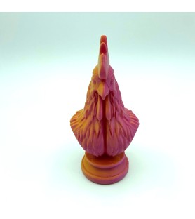 Coq orangé rouge | Taille M – Figurine déco 3D – POMM créations