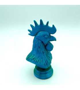 Coq bleu vert | Taille M – Figurine déco 3D – POMM créations
