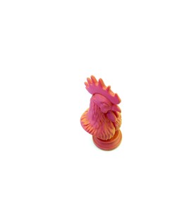 Coq orangé rouge | Taille S – Figurine déco 3D – POMM créations