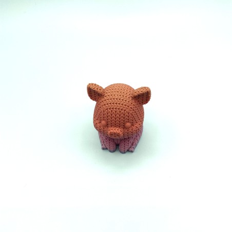 Cochon assis tricot - Orange rosé