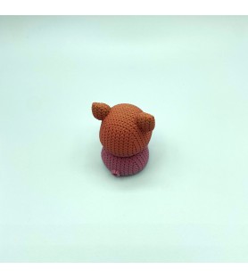 Cochon assis tricot - Orange rosé