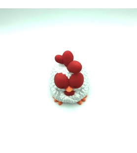 Poulet à crête blanche | Taille XL – Figurine déco 3D – POMM créations