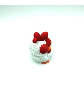 Poulet à crête blanche | Taille XL – Figurine déco 3D – POMM créations