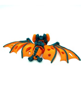 Chauve-souris articulée bleu & orange - Figurine 3D | POMM créations